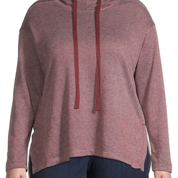 MAX Studio BNWT Hooded Tunic Sweater Burgundy - Picture 2 of 10
